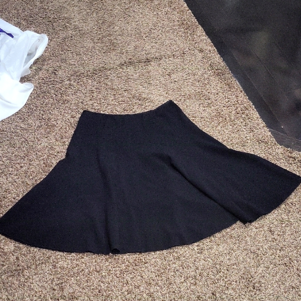 Black Midi Pleated Skater Skirt for Work